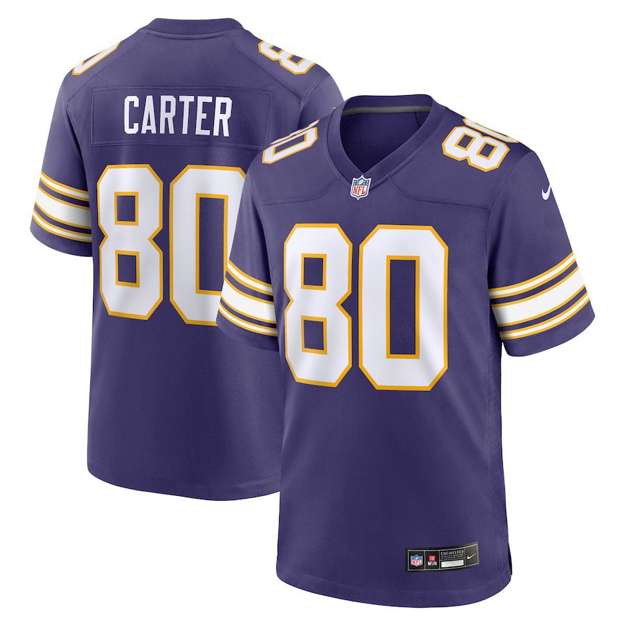 Men Minnesota Vikings #80 Cris Carter Nike Purple Classic Retired Player Game NFL Jersey